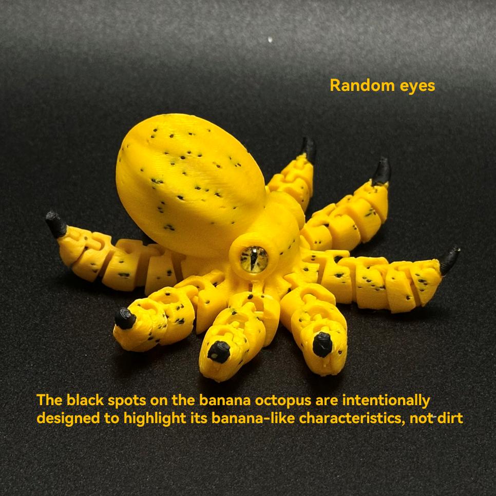 1pc Banana-Inspired Jointed Octopus Car Dashboard Ornament Sculpture, Colorful Car Ornament Collectible, Unique Banana Design