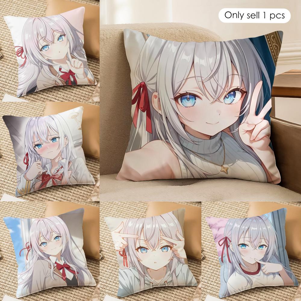 Kawaii A-Alya Feelings In Russian Cushion Cover Silky Short Plush Invisible Zipper Dustproof Sofa Pillow Case For Home Decor