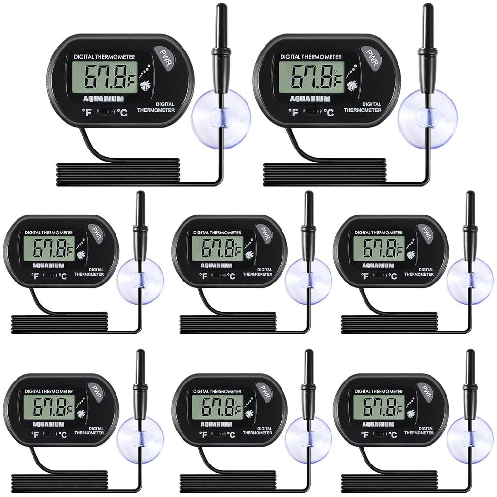 Aquarium Thermometer LCD Digital Fish Tank Thermometer with Water-Resistant Sensor Probe and Suction Cup for Turtle Incubators Terrarium Water