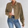 Autumn and Winter Loose Long Sleeve Casual Women Short Coats Buttons Simple Elegant Fashion Office Jacket Lapel Ladies Solid Color Clothing