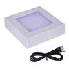 8x8 LED Multi-color Crystal Lamp Holder with 3D Laser Carved Square Body and Black Silver Base