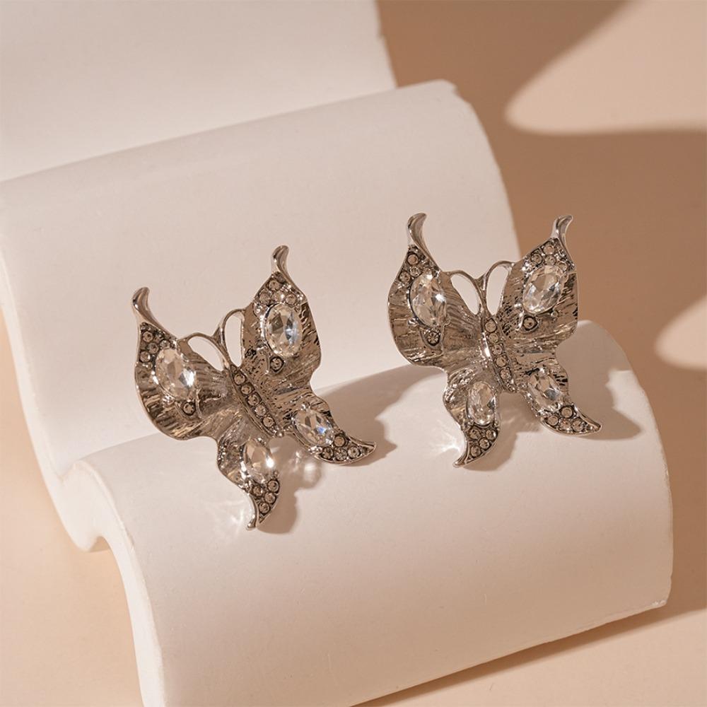 Sparkling Butterfly Earrings Vintage Ear Studs Luxury Women Jewelry Accessory  Party