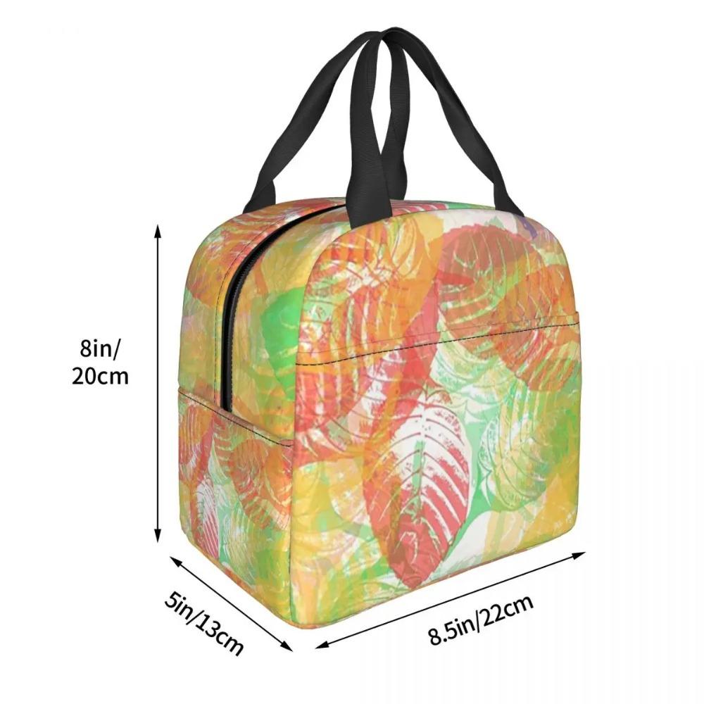 Colorful Leaves Leaf Vein Pattern Insulated Lunch Bag for Women Children Portable Food Boxes Thermal Lunch Box Tote