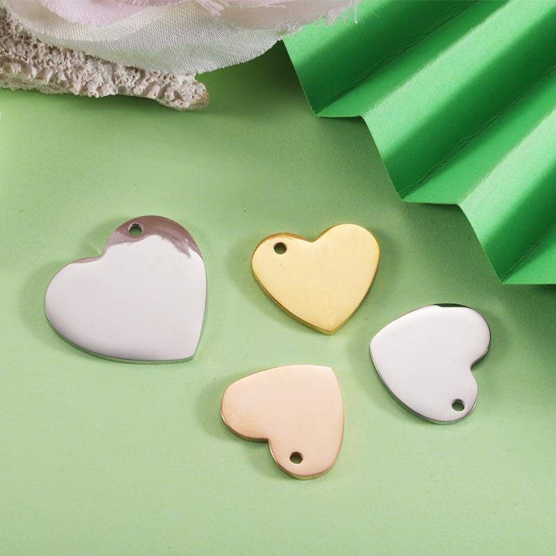 Gravierbarer herzförmiger Spiegelanhänger - Schmuckzubehör aus Edelstahl (17*19mm/22.5*25mm)