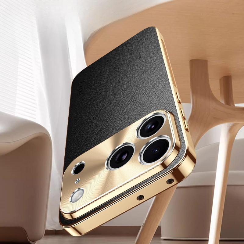 Husă PU Piele Placată Antishock Pentru iPhone 17 Pro Max iPhone Air Textură Model Lichi Husă Pentru iPhone 17 17Pro Max Bumper