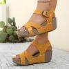 Fashion Women's Wedge Heeled Sandals Summer 2025 Thick Bottom Non Slip Beach Shoes Woman Fashion Buckle Strap Chunky Platform Sandalias
