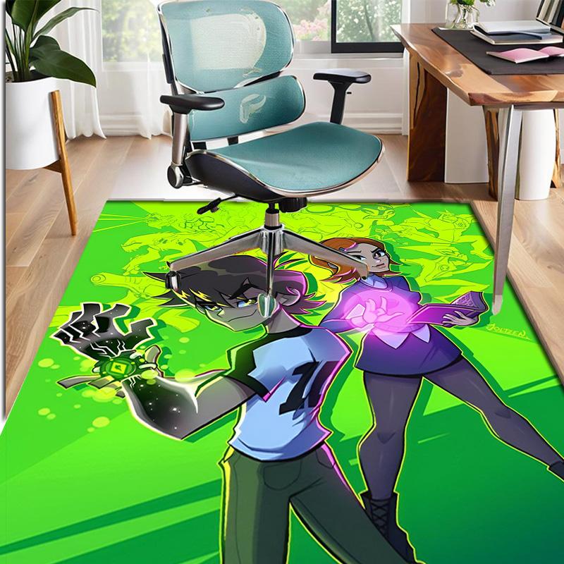 Ben 10 Cartoon Pattern Rug, Indoor/Outdoor Mat, for Picnic, Gameroom, Bedroom, Office, Living Room, Home Decor Carpet, Birthday Gift