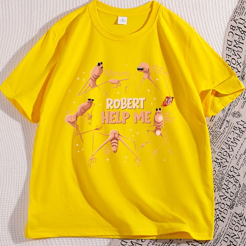 Marcus The Worm Funny Meme Robert Help Me T Shirt Funny Man Woman Cootton Graphic Tees High Quality Short Sleeve Round Neck Tee