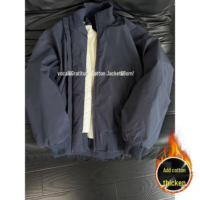 Men's American Style Cotton Flight Jacket: Thickened Autumn/Winter Warm Stand Collar Baseball Outerwear