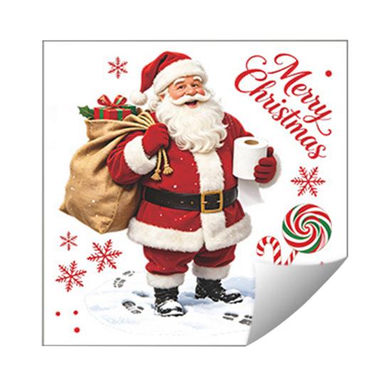 Presente de Natal para Adesivos de Banheiro e Vaso Sanitário, Papai Noel Engraçado Adesivos Impermeáveis para Tampa, Tanque e Assento, Festivos, Seguro para Azulejo Cerâmico, Cisterna Autoadesivo