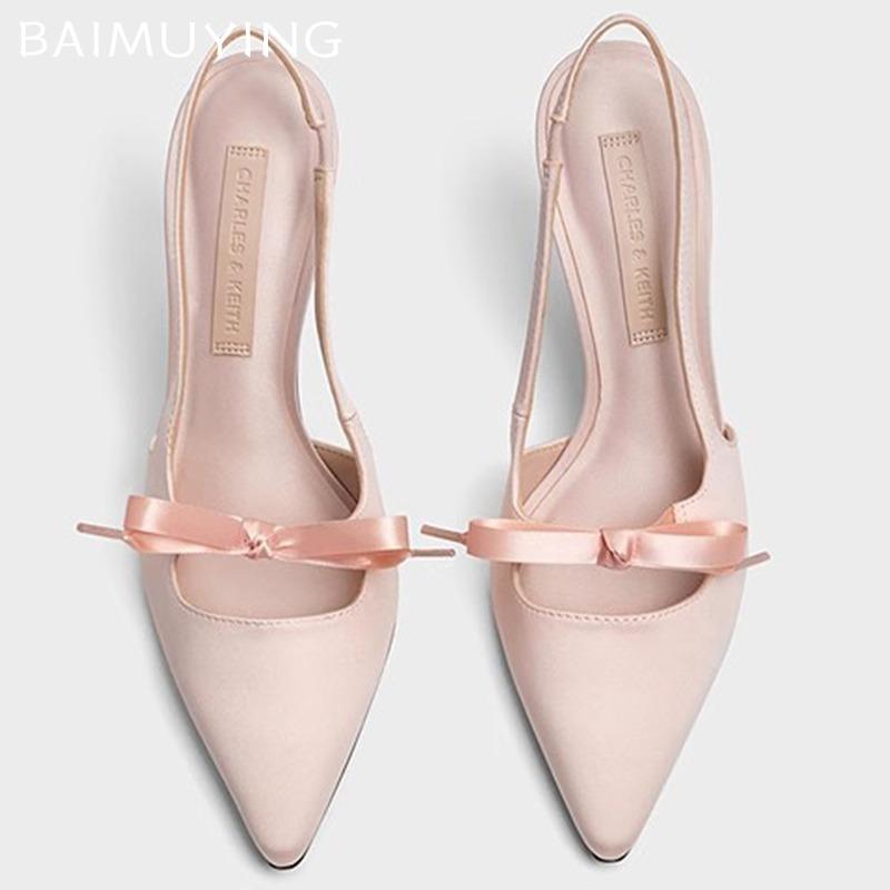 Fashion High Heels Women's Sandals Pointed Toe Shallow Bow Elegant Shoes Fashion Pumps 2025 Trend Spring Dress Party Mujer De Zapatillas