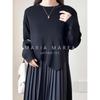 [MARIA MARFA] 2 Piece Set Ladies Knit One Piece Spring Autumn Long Length Casual Set Up Long Sleeves 2 Points Black 5S-M04-BKM