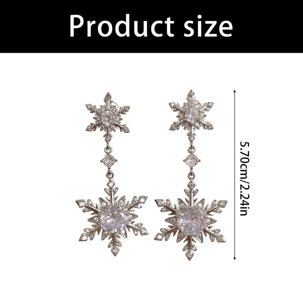 Perfect Gift Pair of Snowflake Tassels Earrings with Zircon Accents for Birthdays Holidays Special Event Women Elegant Jewelry