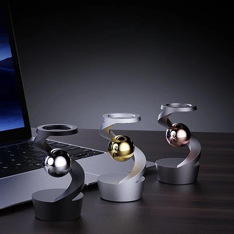 Desktop Suspension Spinning Gyro Decompression Relaxation Artifact Mute Fingertips Hand Turn Metal Black Technology Advanced Toy