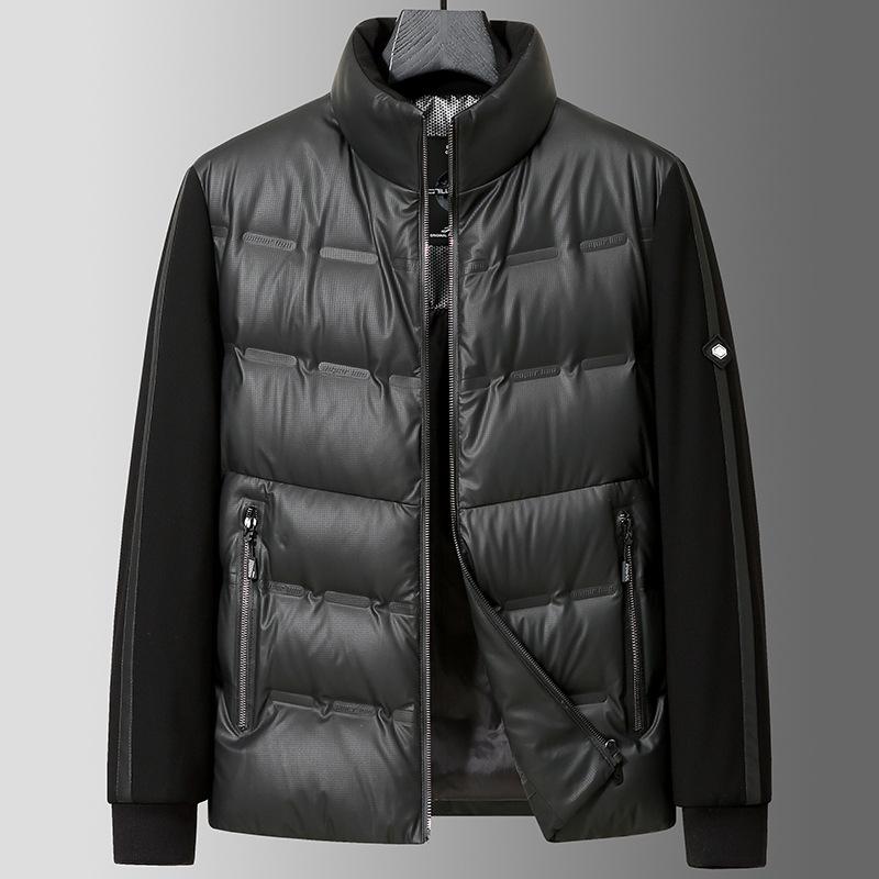 

Новий зимовий пуховик із штучної шкіри Fart, чоловічий трикотажний пуховик, спортивний повсякденний, модний теплий пуховик із качки XL