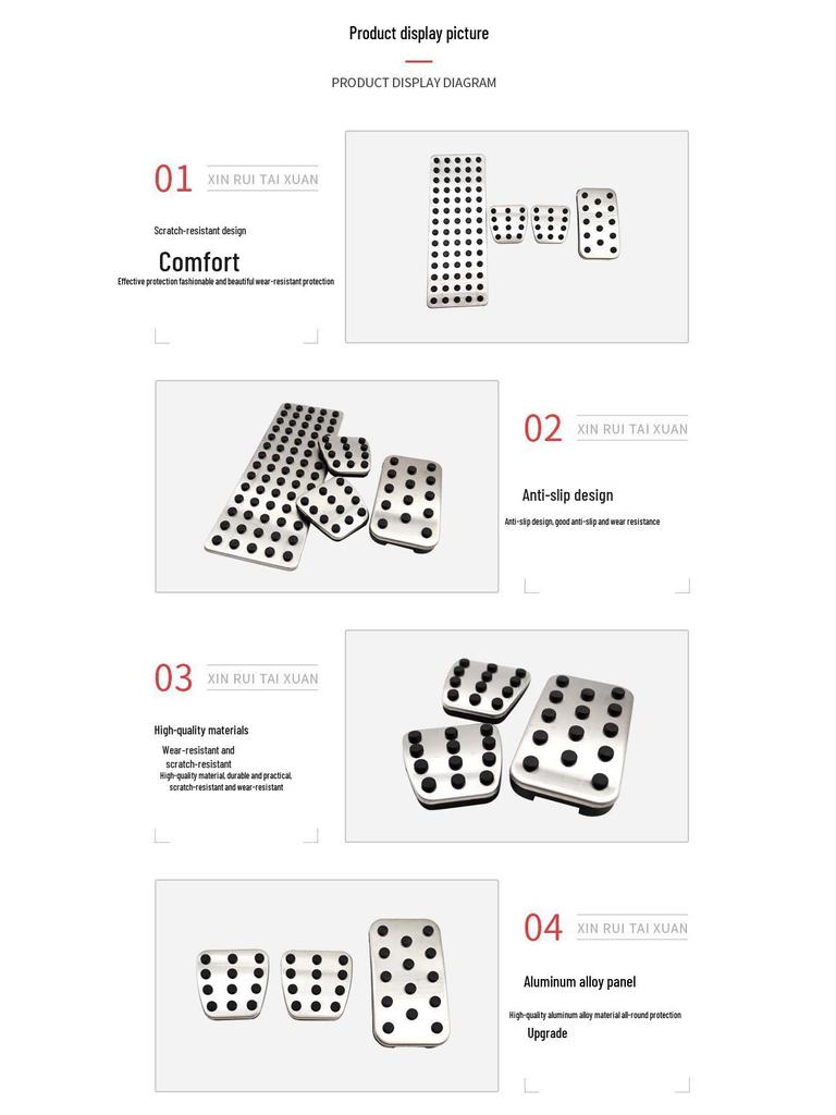 Anti-Slip Pedal Set for Honda CRV: Accelerator, Brake, and Rest Area