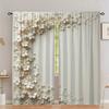 2 Pcs Elegant White Floral Blackout Curtains – for Living Room Bedroom Dining Room   Adding Natural Beauty & Cozy Ambiance