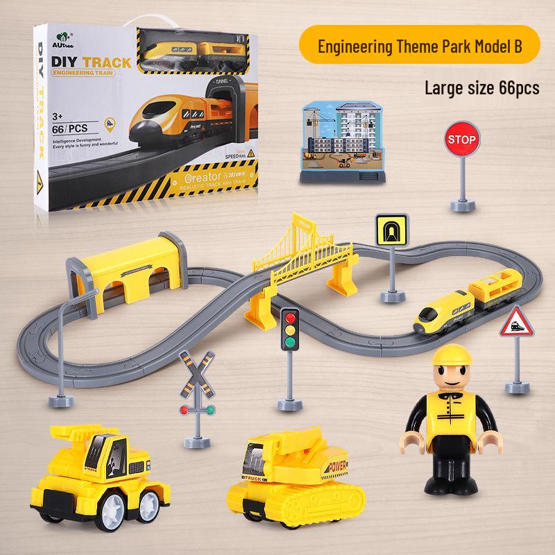 DIY Electric Track Car Toy for Boys – Magnetic Train Building Blocks Set