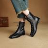 Fashion 2025 New Autumn Women Boots Genuine Leather Women Shoes Square Toe Low Heel Chelsea Modern Boots Zipper Short Boots Mid-calf
