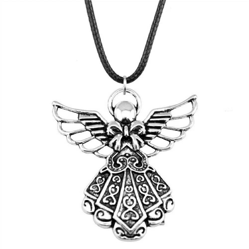 

Ожерелье с сердцем и ангелом, мужские аксессуары, принадлежности для ювелирной цепочки, длина 45 + 4 см A01-1pcs-42x39mm