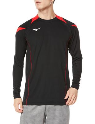 Volleyball Game Shirt, Long Sleeve, Moisture-Wicking, Quick-Drying, Junior Available, V2MA2121, Black X Chinese Red, XL