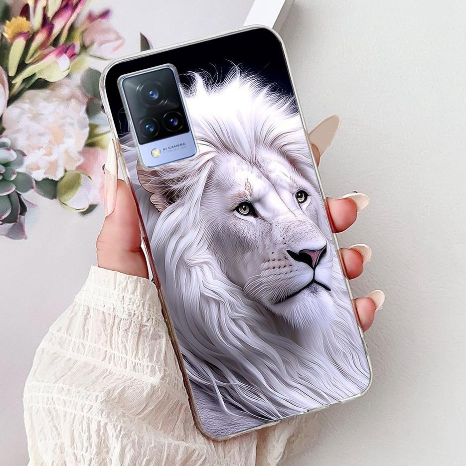 For Vivo V21e Case V2061 Cute Cat Lion Painted Cover Soft Silicone Phone Cases For Vivo V21 V2066 V2108 V 21 VivoV21 E 4G Fundas