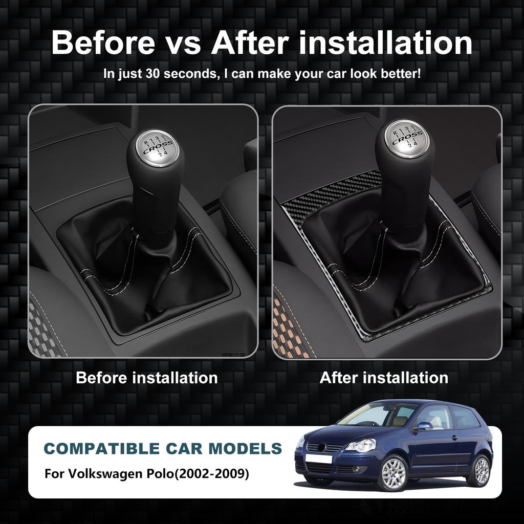 Real Soft Carbon Fiber Sticker For Volkswagen Polo 2002 2003 2004 2005 2006 2007 2008 2009 Car Manual Gear Shift Outer Frame