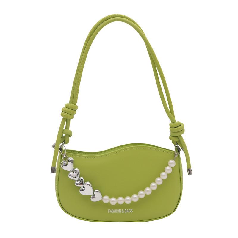 Street Style Pu Shoulder Bag With Pearl Chain For Daily Fashion