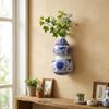 Antique Blue White Porcelain Wall Hanging Ceramic Vase Wall Hanging Vase  Living Room Decor