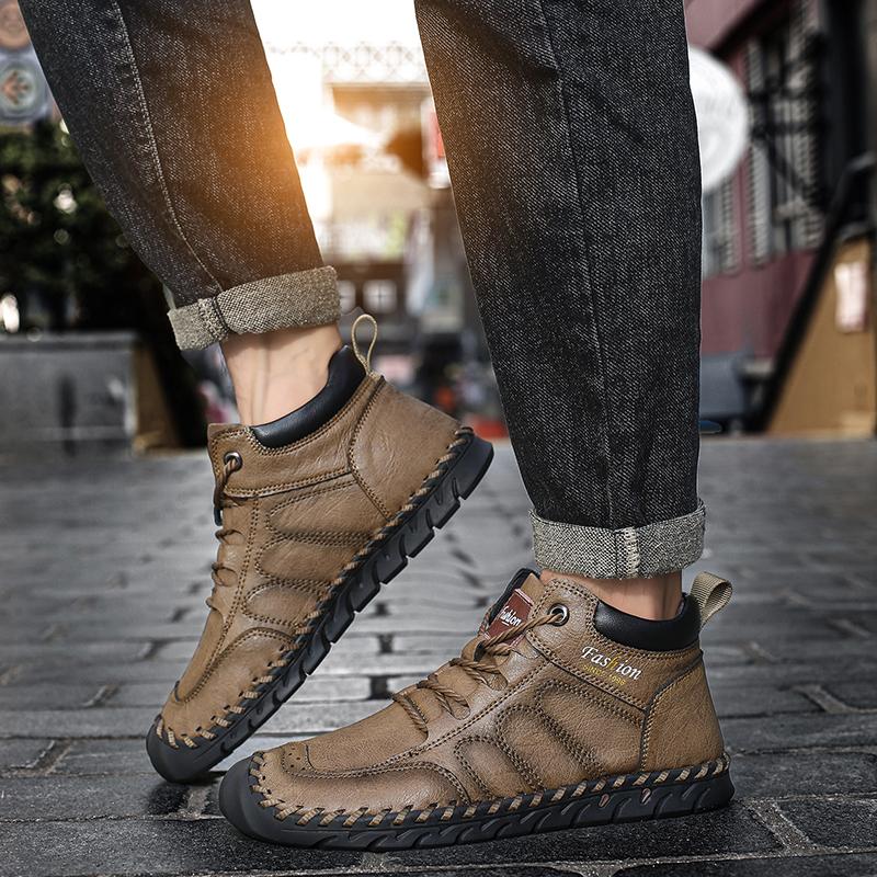 מגפי עור לגברים רוכסן נעליים יומיומיות גבוהות 39-48