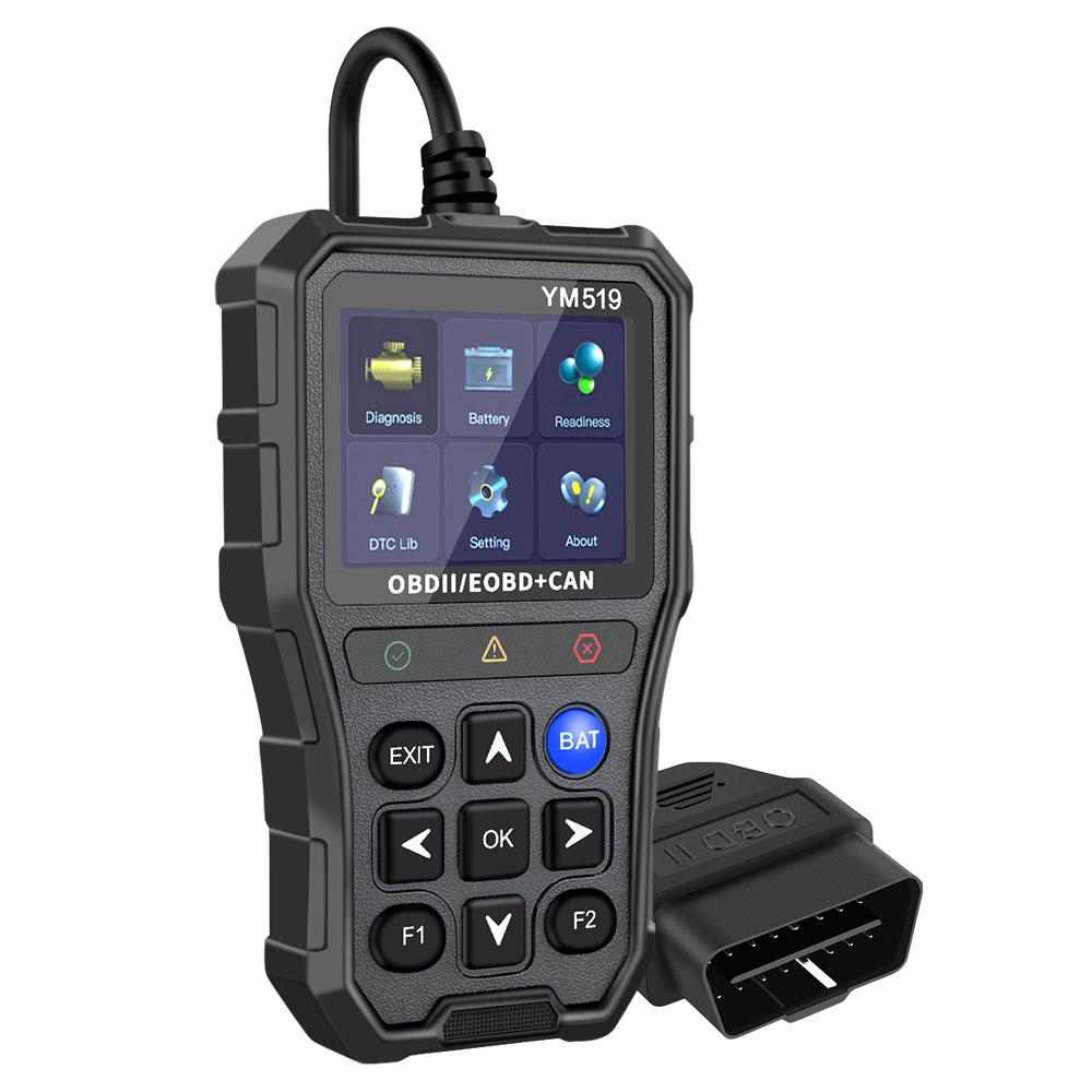 Multi-language Fault Code Scanner OBD2 Code Reader Battery Tester YM519 Car Diagnostic Tool Code Reader Check Engine System
