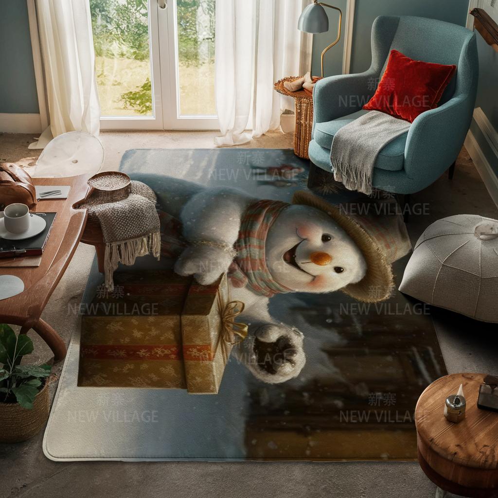 House Entrance Carpet Home Door Mat Living Room Bath Foot Bathroom Non-slip Water Absorption Rugs Bath Merry Christmas Winter