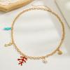 Beach Wind Ocean Elements Ceramic Small Fish Elephant Red Coral Sea Turtle Pendant Colorful Beaded Necklace