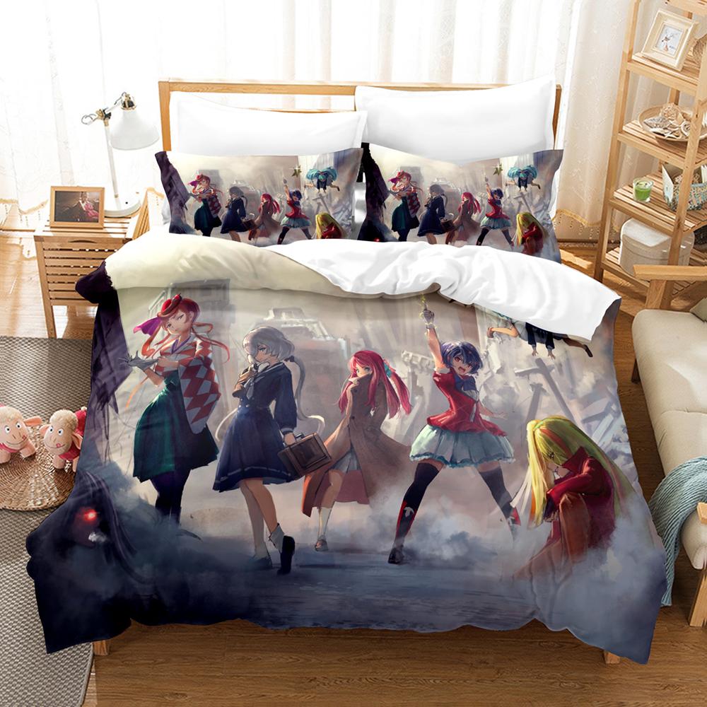 Hot Cartoon Zombie Land Saga Themed Bedding Kit Breathable Zipper Duvet Cover Pillowcases Cozy Home Bedroom Decoration