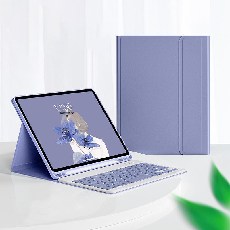 Compatible with iPad 11 A16: 10th Gen 10.9" Leather Case with Detachable Bluetooth Keyboard & Magnetic Pencil Holder.
