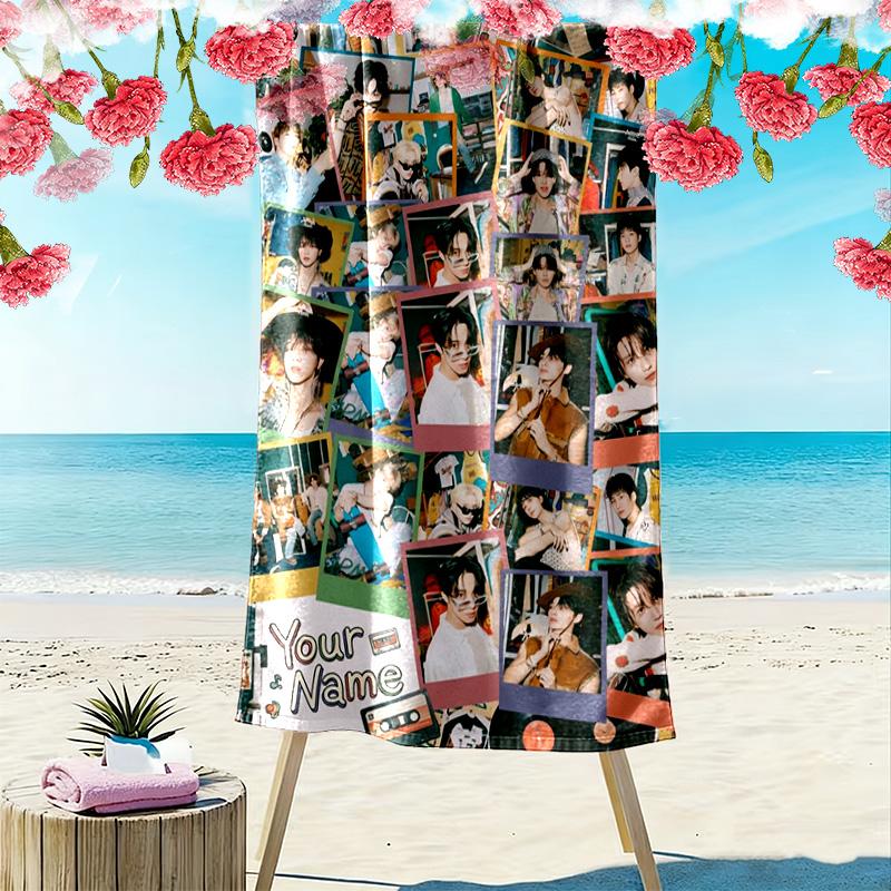 Name Custom Seventeen Poster Print Beach Towel, Large Soft Quick Dry Towel for Beach Camping Swimming