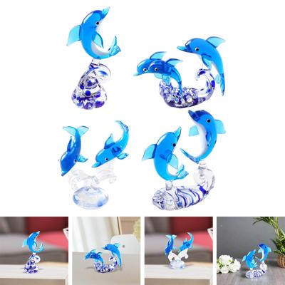 Dolphin Decor Gift Statue Lovely Glass Tank Craft Sea Ornament Decor Decorative Hallway Centerpiece Dolphin Glass Ornaments
