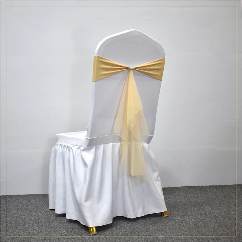 10/50 pièces Stretch Spandex Nœuds de Chaise avec Ruban Organza à Nouer Pour Banquet Fête Mariage Élastiques Écharpes de Chaise