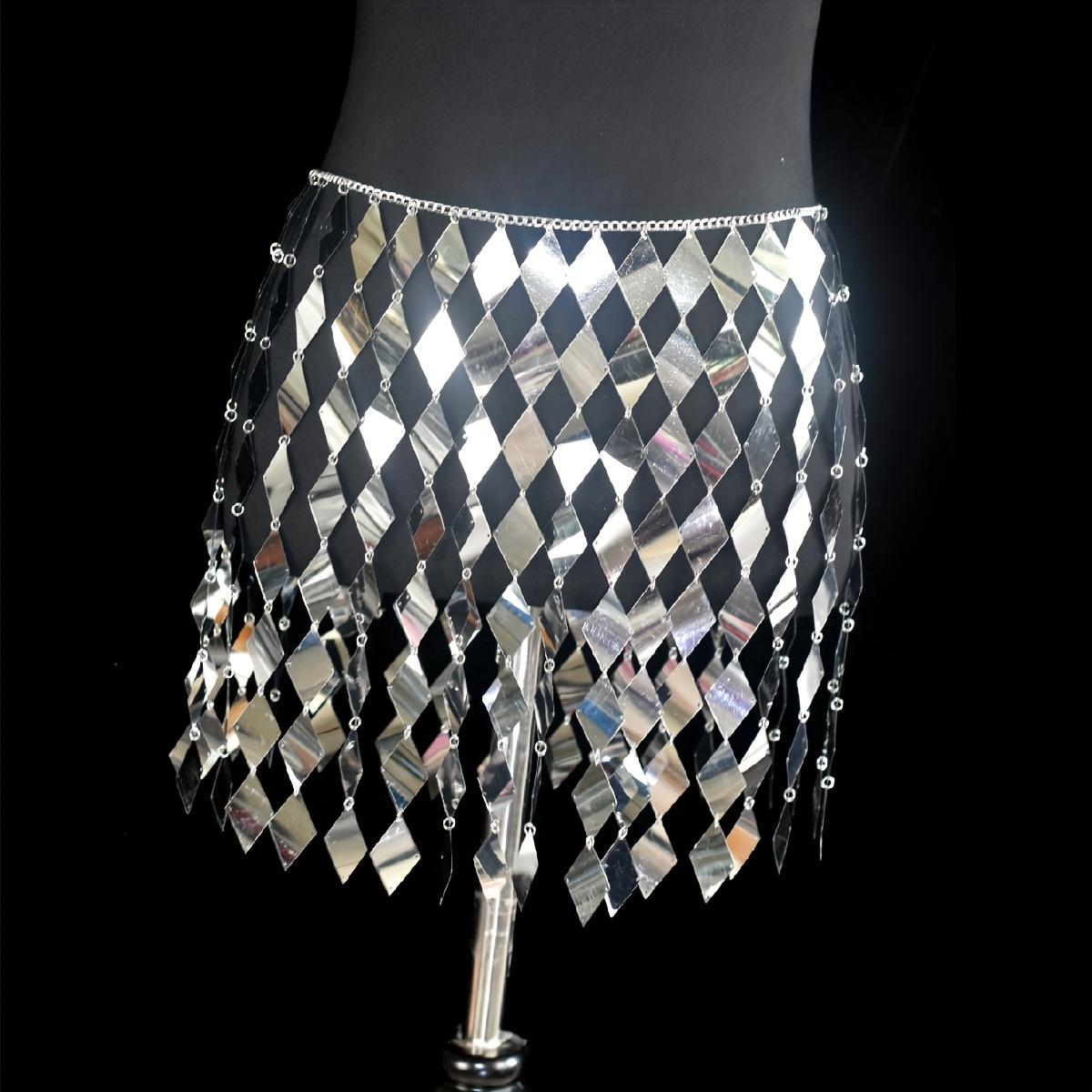 

Ювелирные изделия с блестящей цепочкой для тела, юбка с ромбовидными пайетками, наряд с цепочкой для тела с пайетками для сценического выступления, ювелирные аксессуары с цепочкой на талию 2