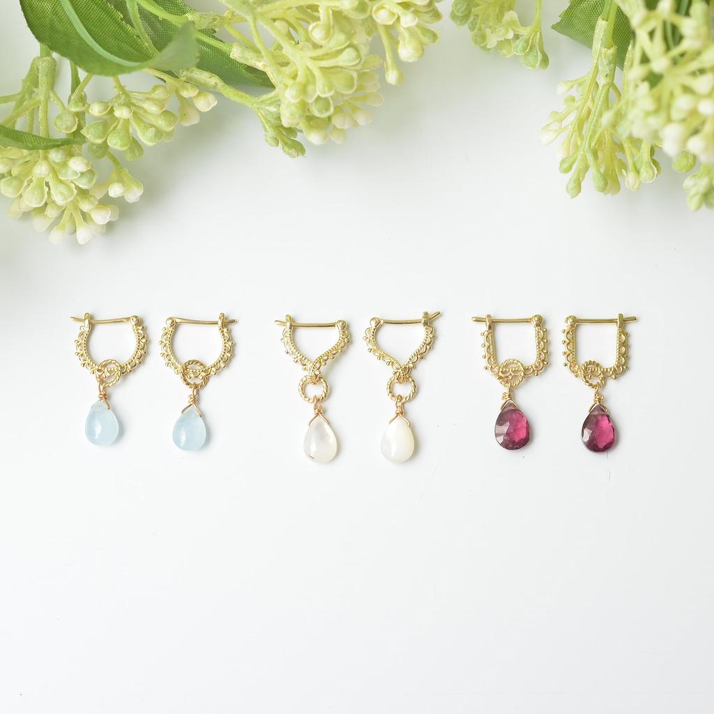 Soi K10 Natural Stone Charm, Earring Charm, Pendant Top, Interchangeable (Turquoise)