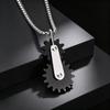 Creative Stainless Steel Rotatable Double Gear Pendant Necklace for Men, Waterproof Punk Fashion Jewelry Gift
