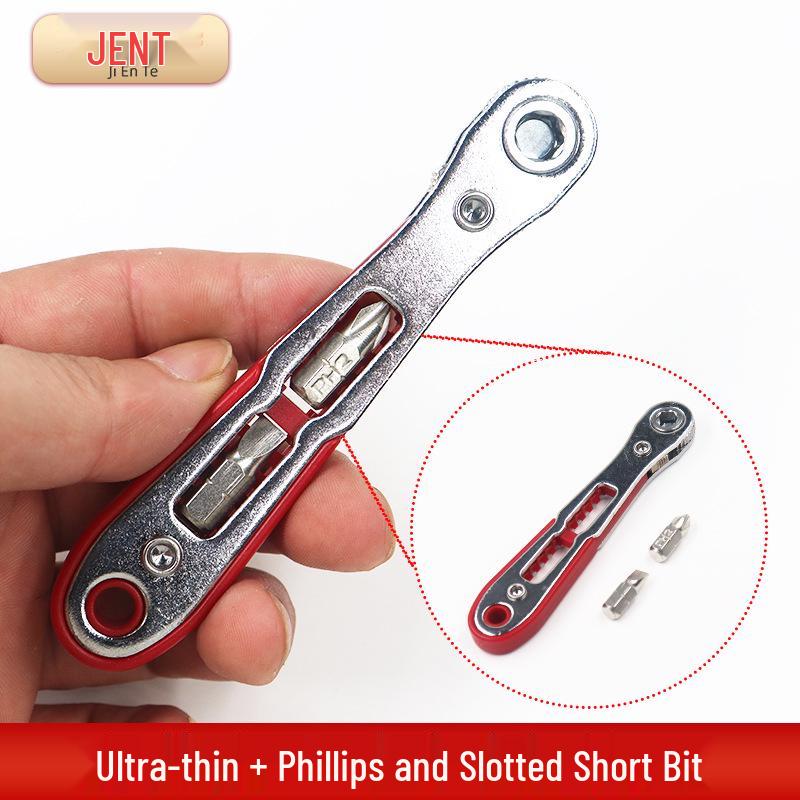 Ultra-Thin Mini Ratchet Wrench & Right-Angle Screwdriver for Tight Spaces