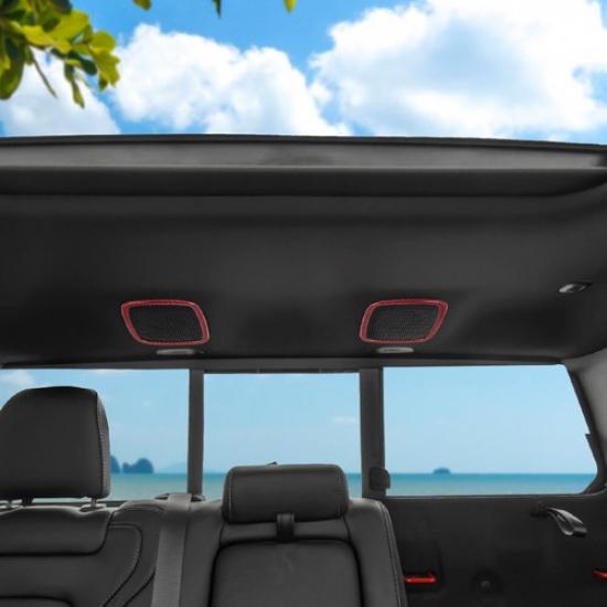 2PCS Red Carbon Fiber Rear Roof Speaker Trim Rings for RAM TRX + Accessories