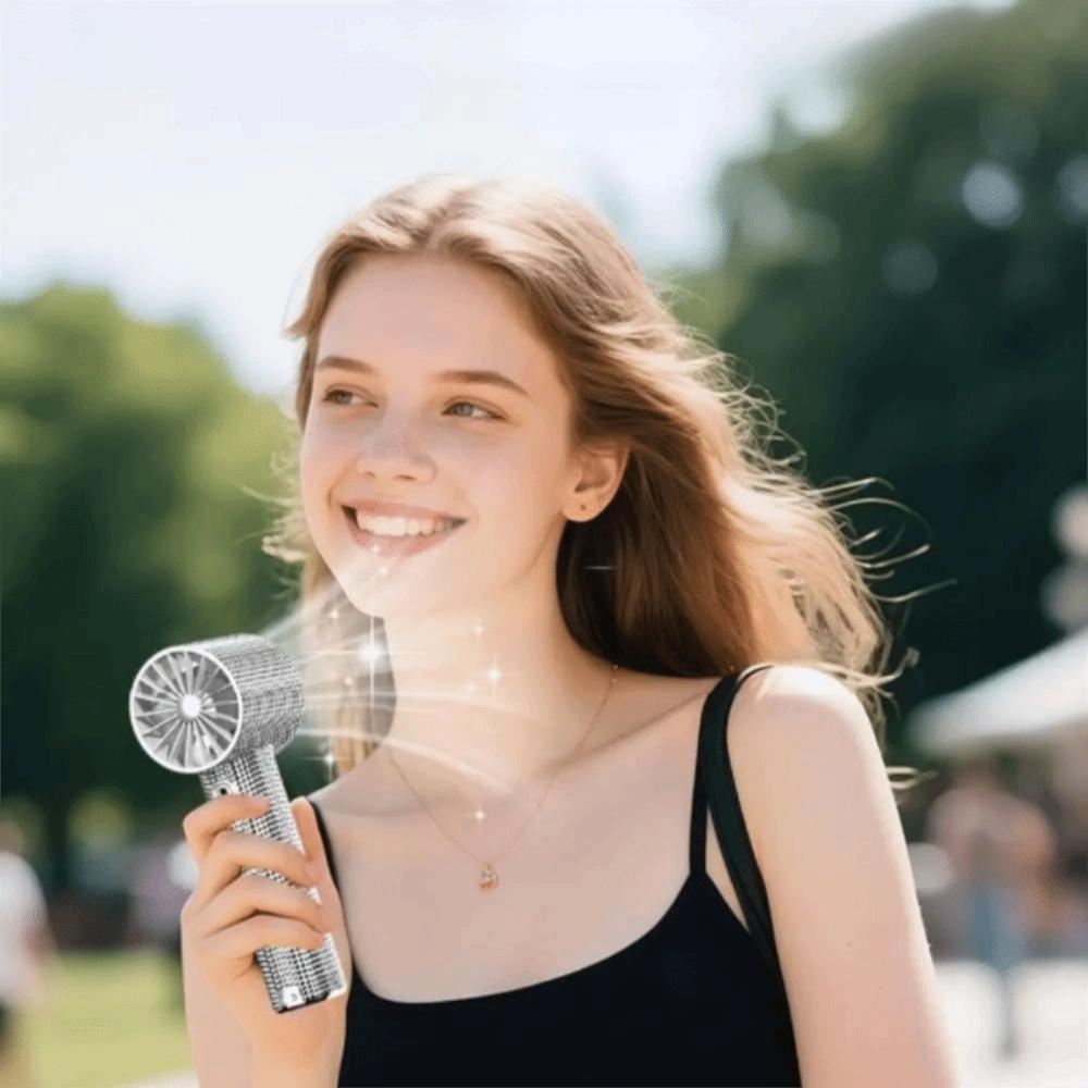 LED Powered Mini Portable Fan Small Size USB Rechargeable Mini Fan  Display Use