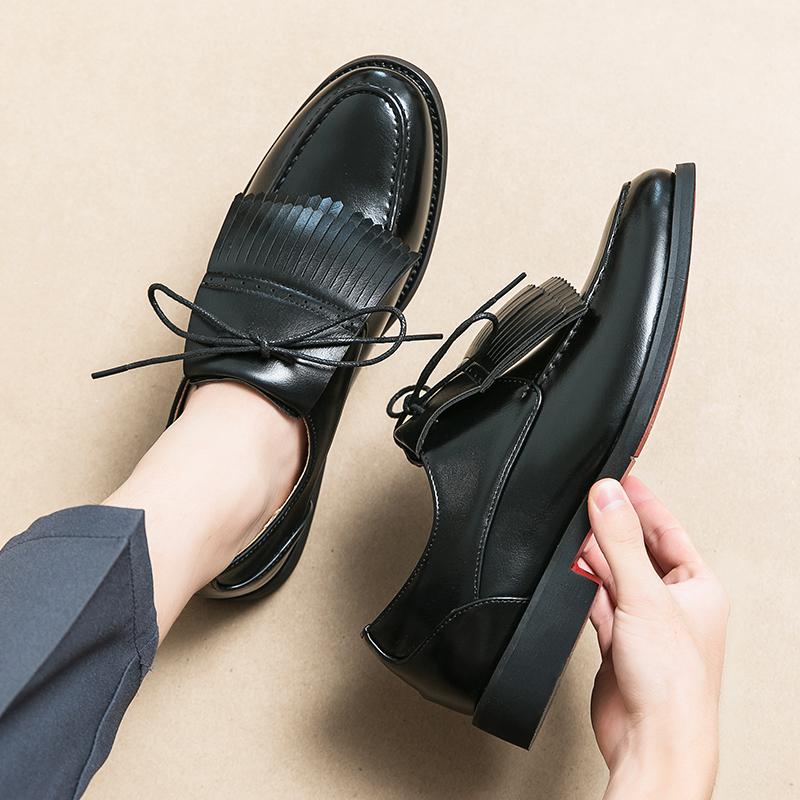 

Модные мужские кроссовки, осенние новинки, модные кожаные туфли, мокасины, итальянские туфли на плоской подошве с кисточками, роскошная дизайнерская обувь Zapatos Casuales 46 чёрный