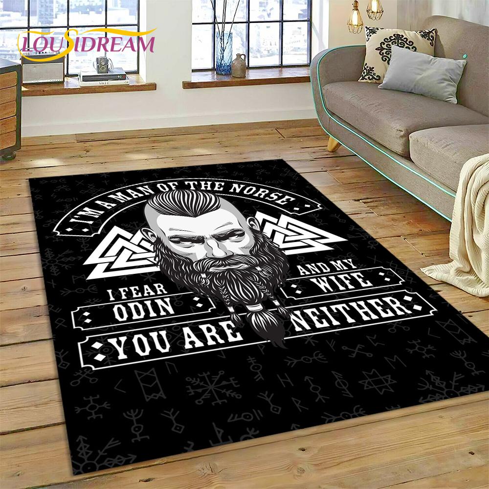 Viking Nordic Odin Valhalla Karikatür Valknut Halı Kilim Ev Oturma Odası Yatak Odası Kanepe Kapı Paspası Dekor, Çocuk Alan Halısı Kaymaz Mat