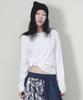 Deumakeu Outstitch Contrast Semi-Crop Long Sleeve T-Shirt Ivory