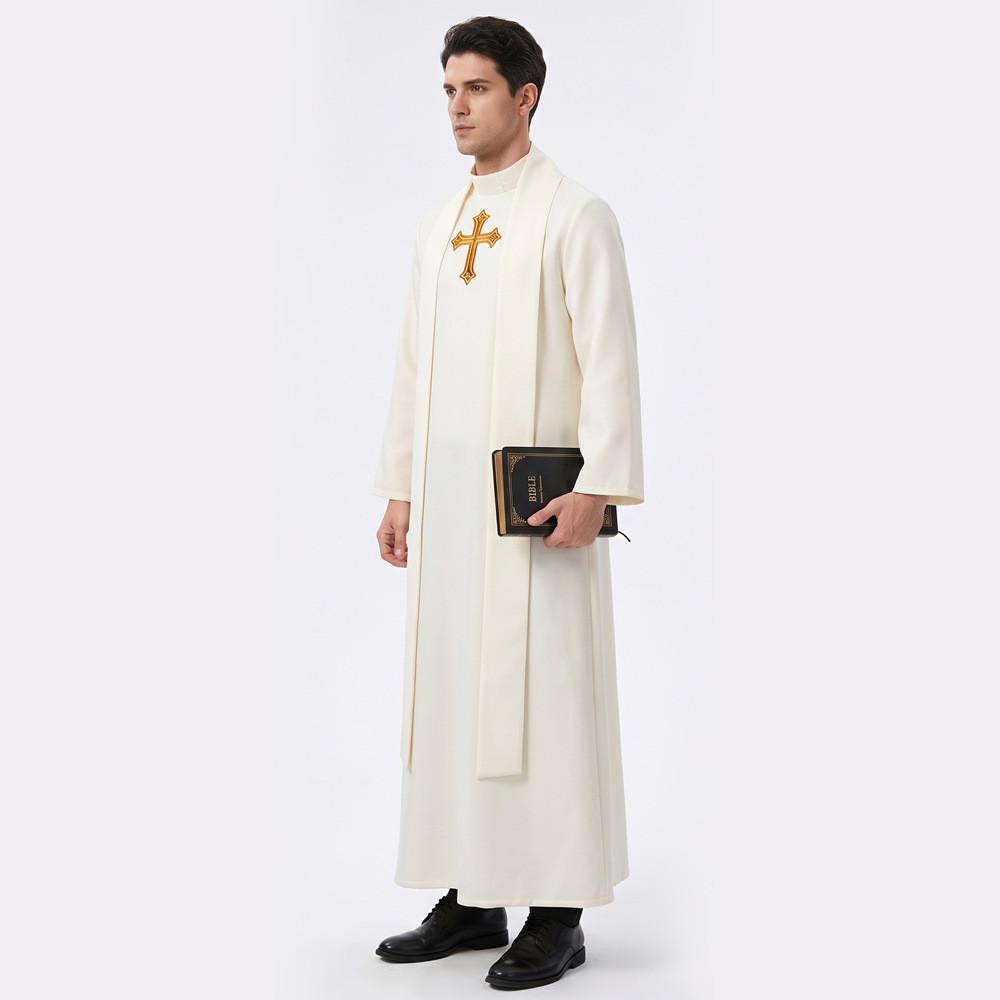 Medieval Priest Cosplay Costume With Polyester Fabric For Halloween Role Play