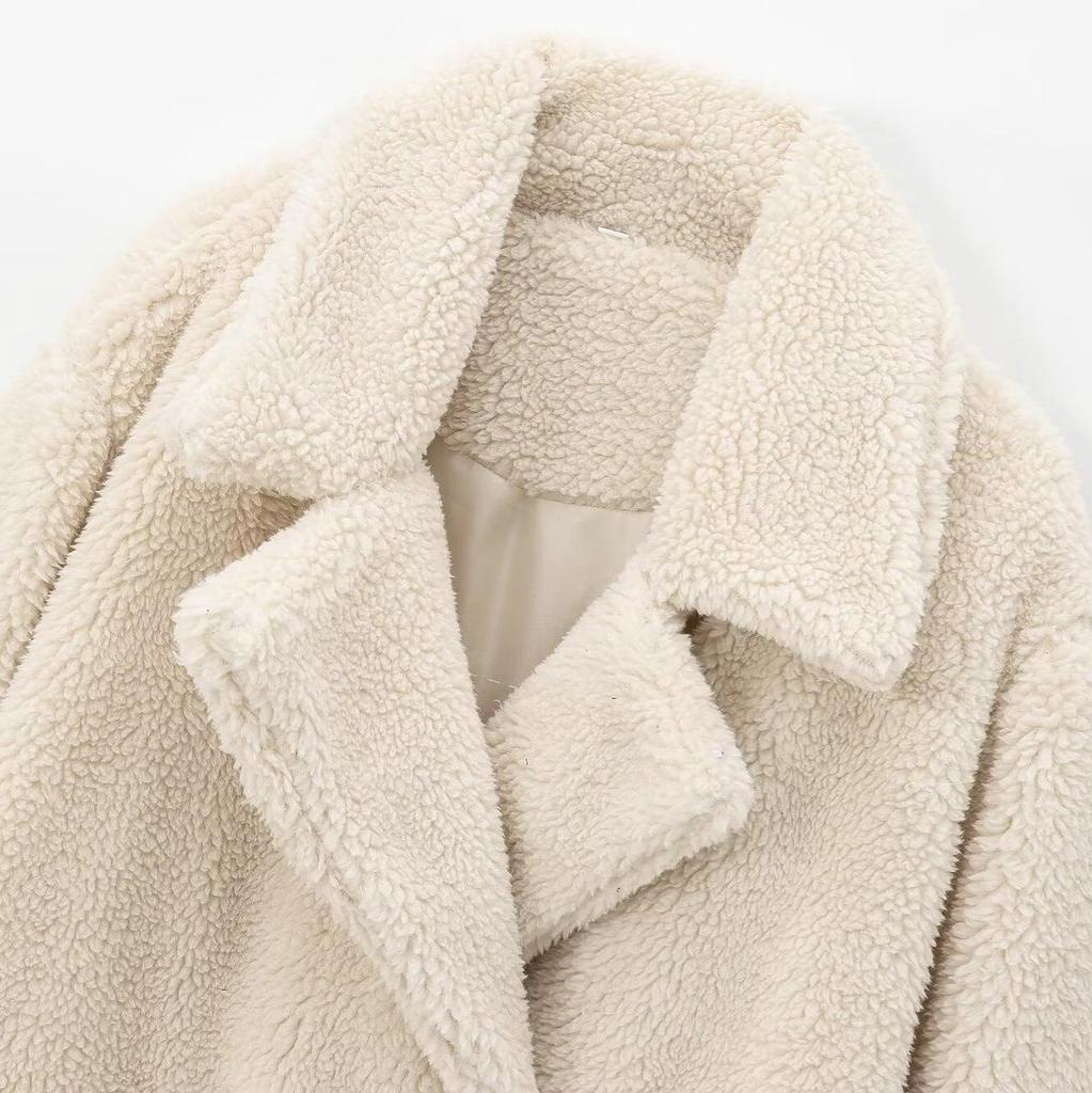 2024 Fall/Winter Women's Faux Fur Solid Color Overcoat: European & American Style