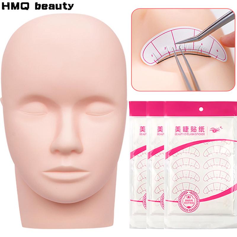 Eyelash Extension Training Head Makeup Practice Model Kit Fake Mannequin Head Rubber Eye Practicing Lashes Extensions Supplies